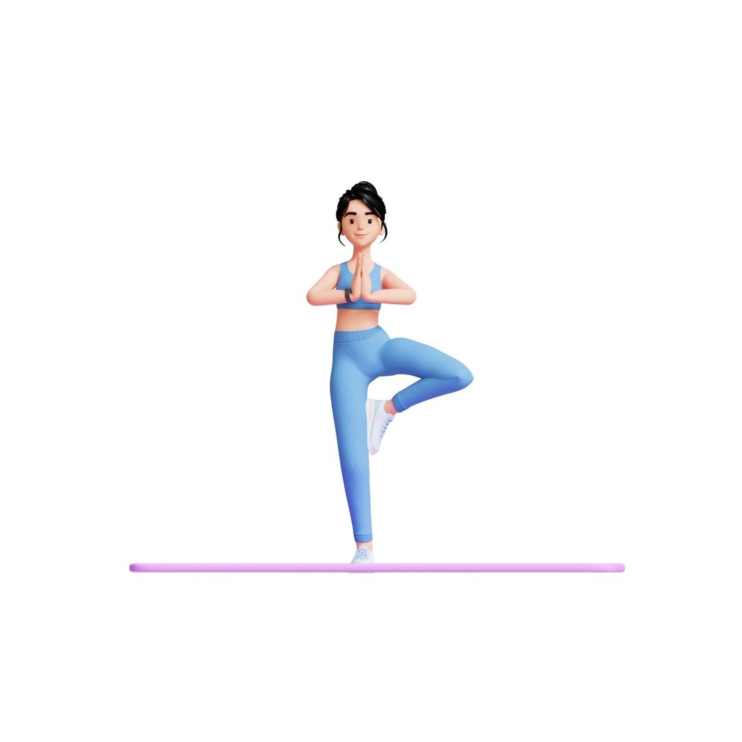 Cartoon Fitness Girl 3D Model – Low Poly Rigged Character, FBX & GLB - View 16