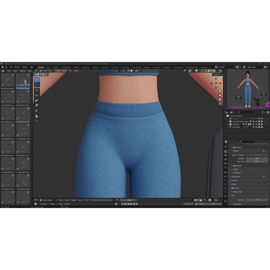 Cartoon Fitness Girl 3D Model – Low Poly Rigged Character, FBX & GLB - View 19