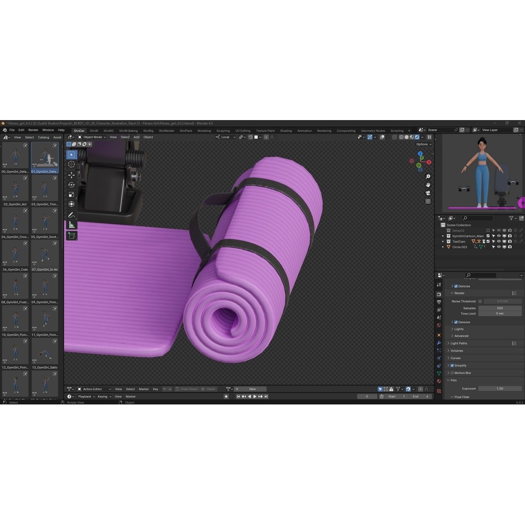 Cartoon Fitness Girl 3D Model – Low Poly Rigged Character, FBX & GLB - View 23