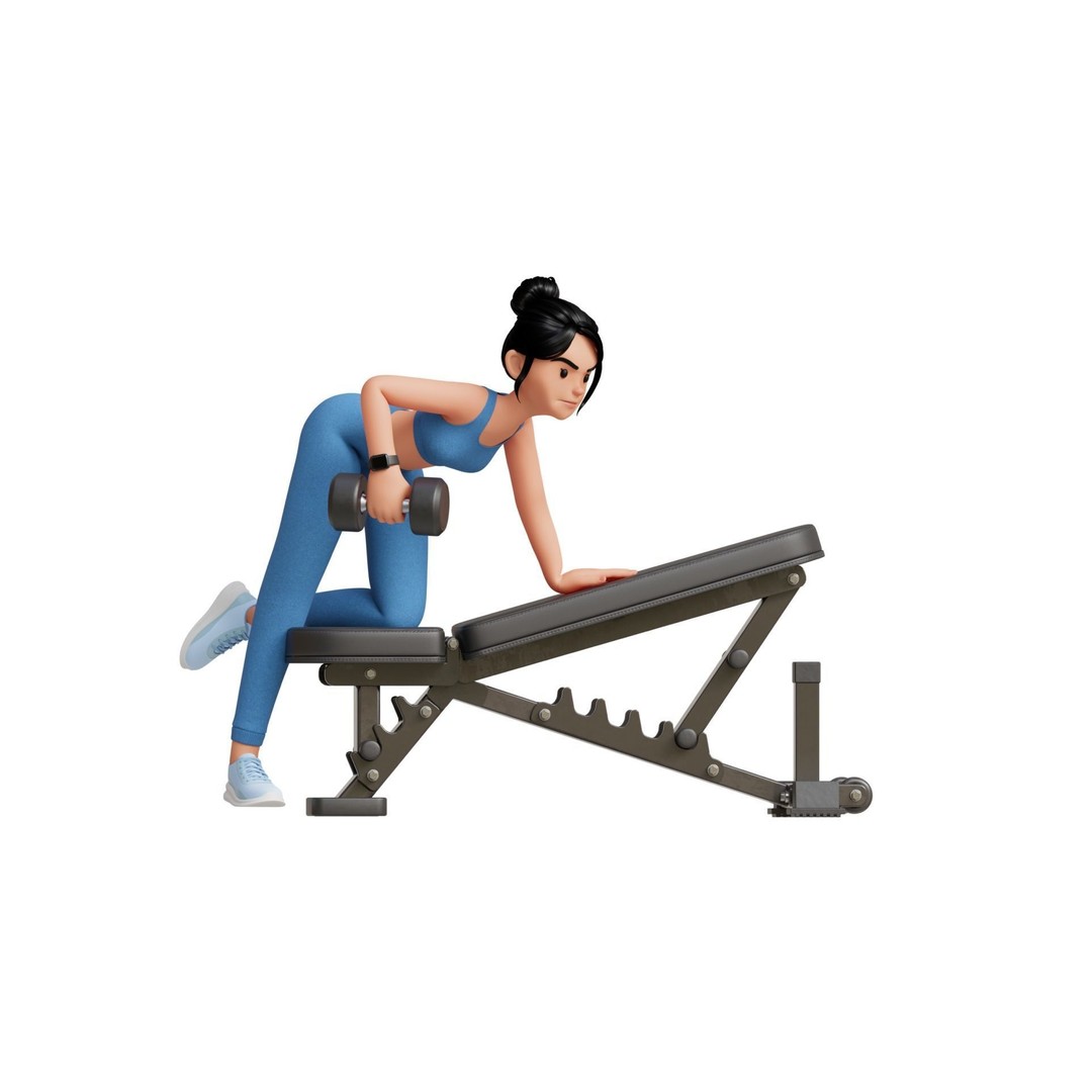 Cartoon Fitness Girl 3D Model – Low Poly Rigged Character, FBX & GLB - View 35