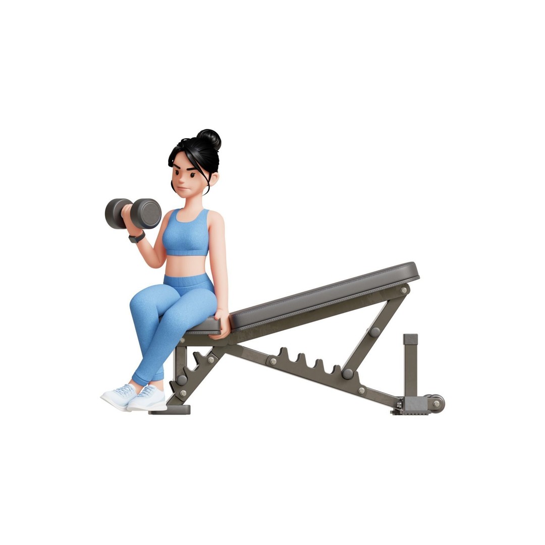 Cartoon Fitness Girl 3D Model – Low Poly Rigged Character, FBX & GLB - View 4