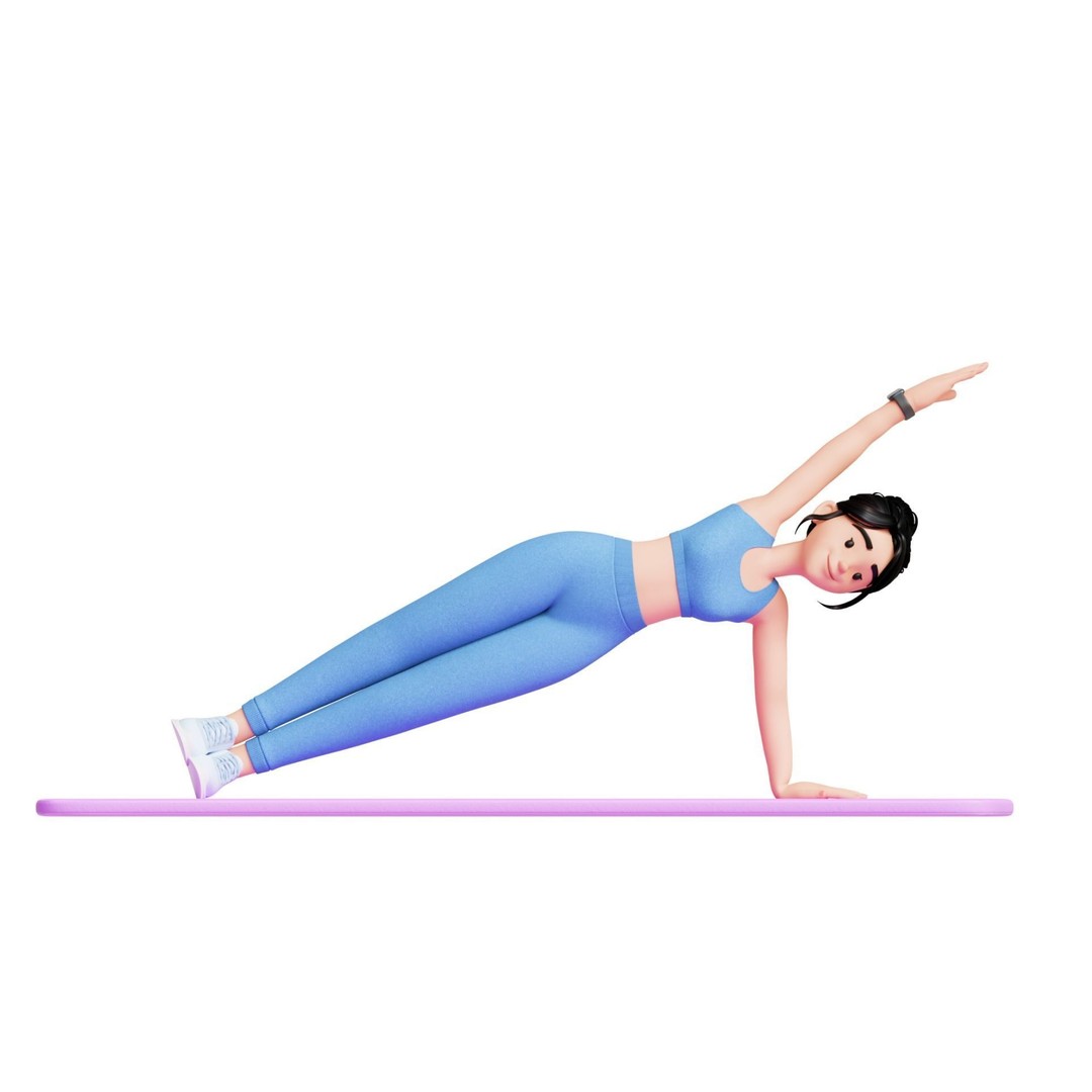 Cartoon Fitness Girl 3D Model – Low Poly Rigged Character, FBX & GLB - View 7