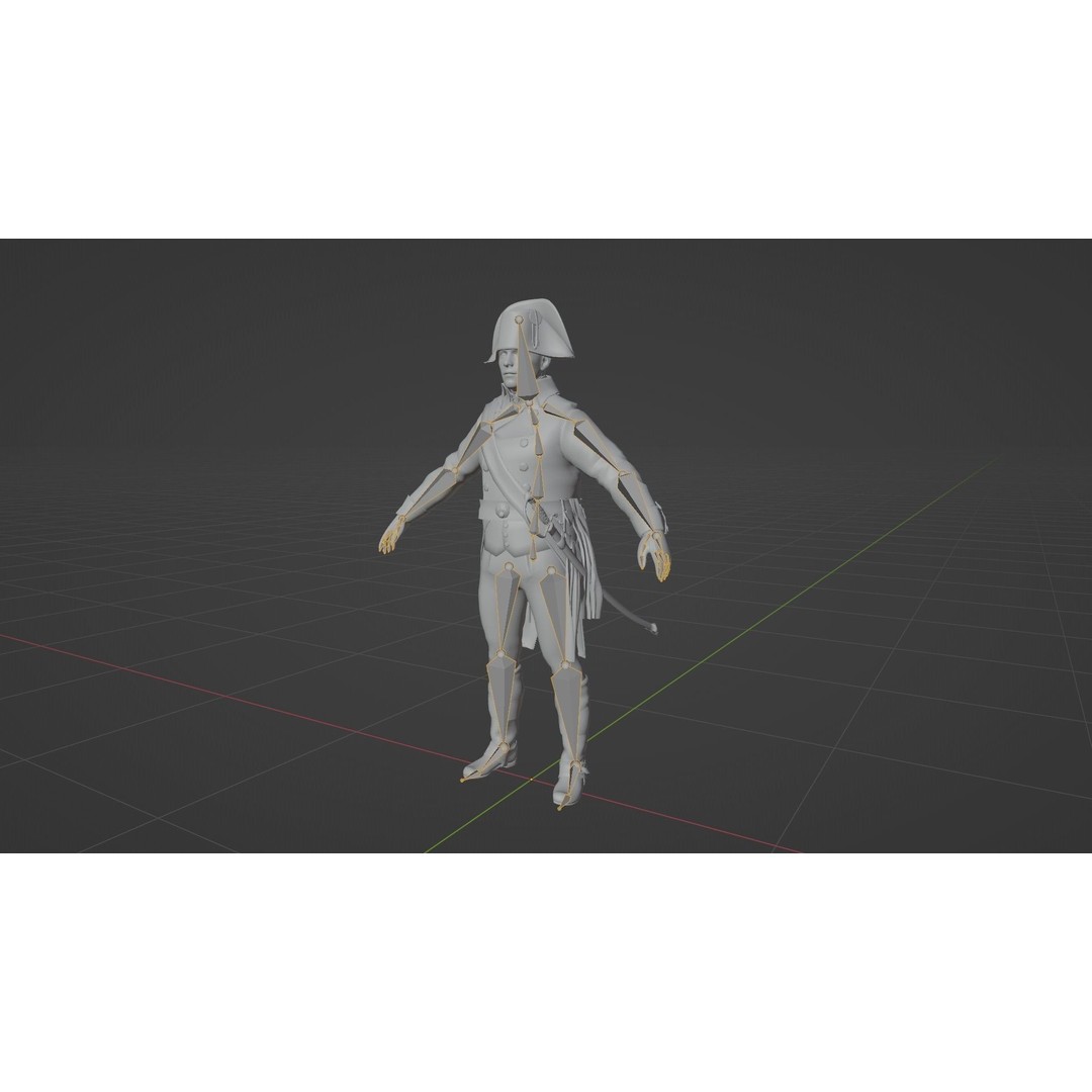 Napoleon General Rigged 3D Model – Low Poly Game-Ready Character, FBX, OBJ - View 15