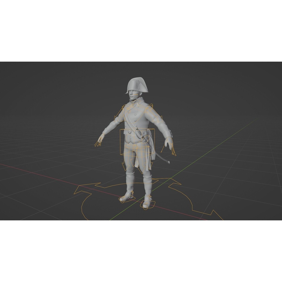 Napoleon General Rigged 3D Model – Low Poly Game-Ready Character, FBX, OBJ - View 16