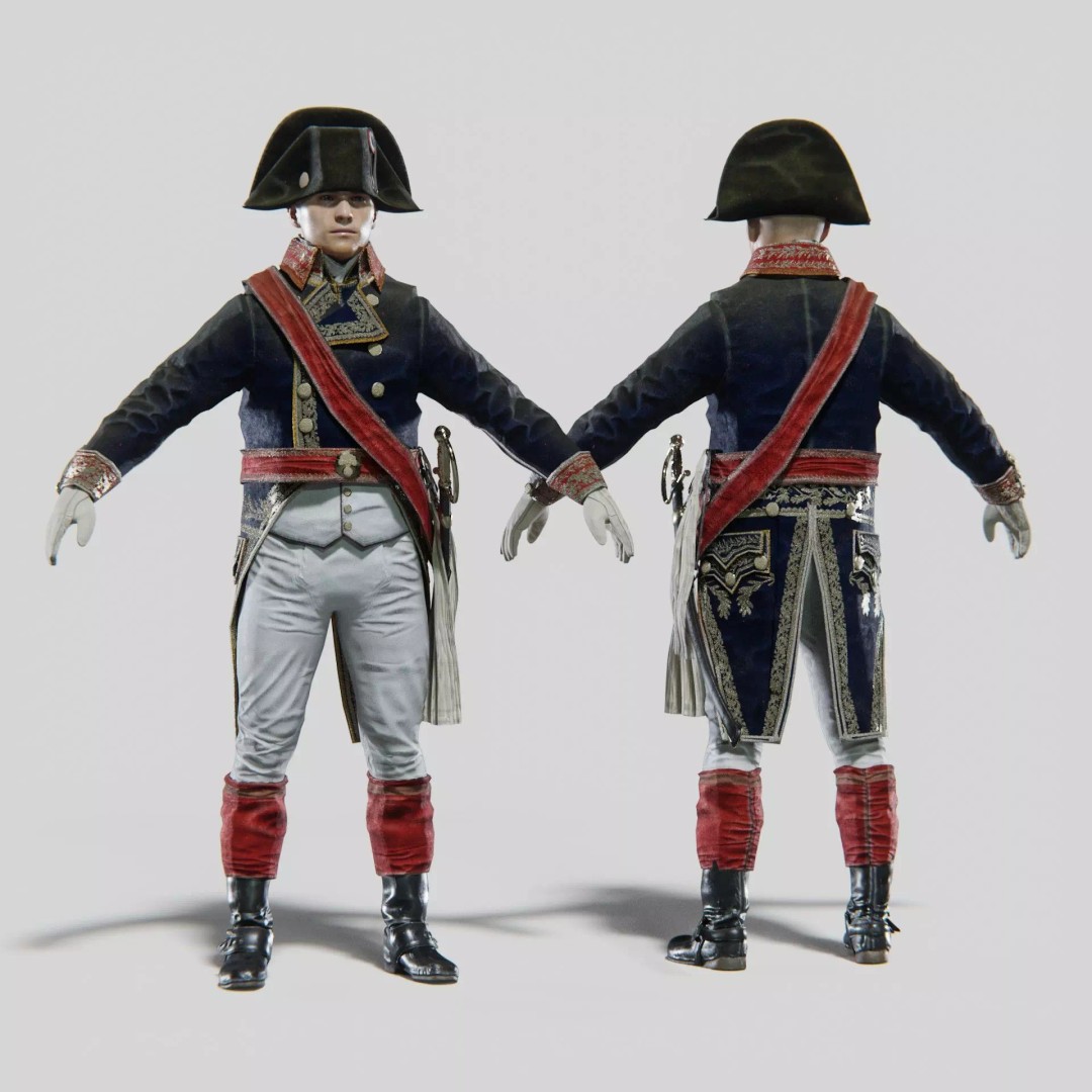 Napoleon General Rigged 3D Model – Low Poly Game-Ready Character, FBX, OBJ - View 2