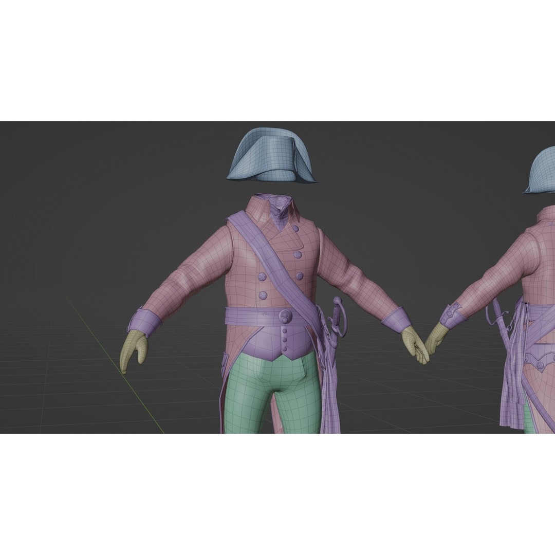 Napoleon General Rigged 3D Model – Low Poly Game-Ready Character, FBX, OBJ - View 20