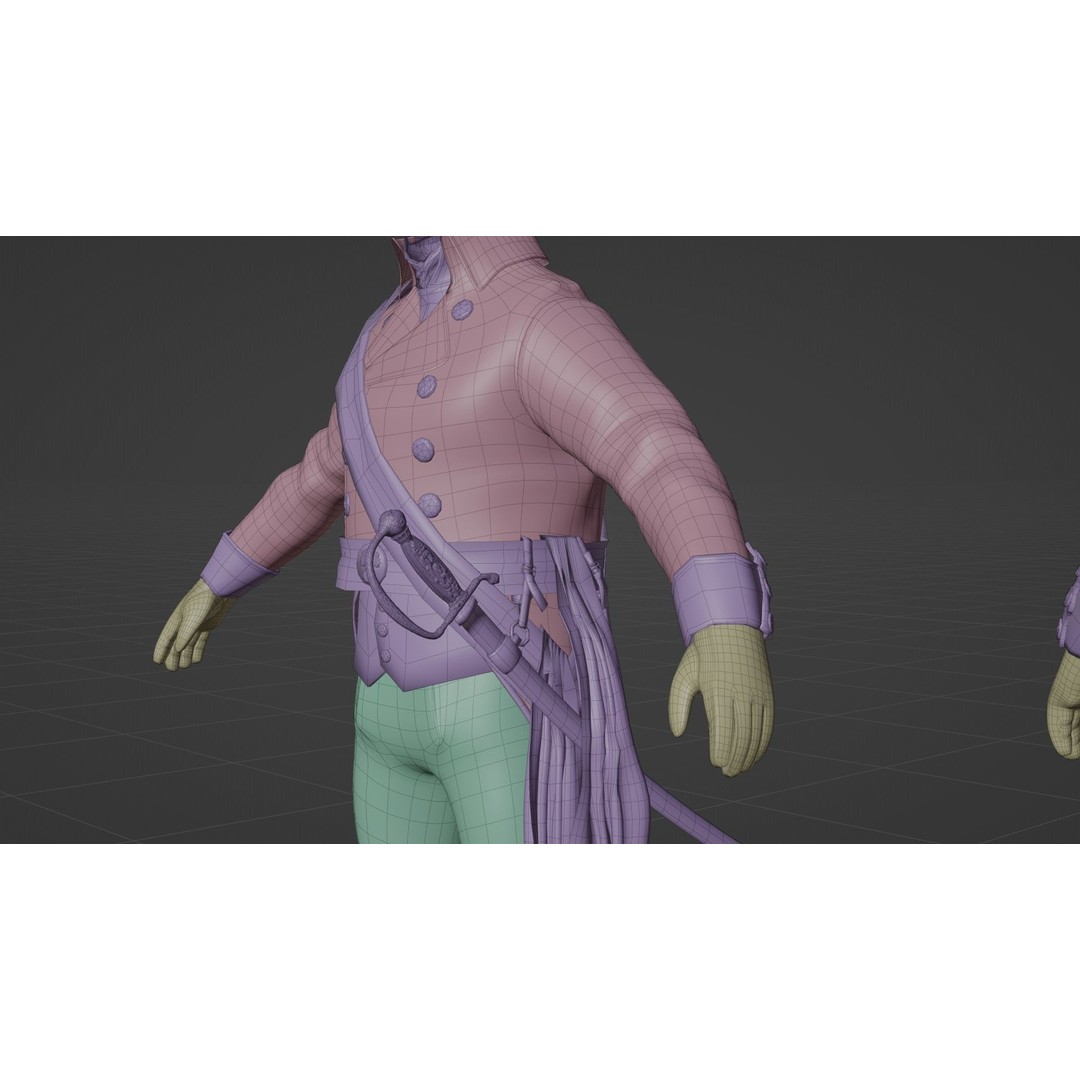 Napoleon General Rigged 3D Model – Low Poly Game-Ready Character, FBX, OBJ - View 22