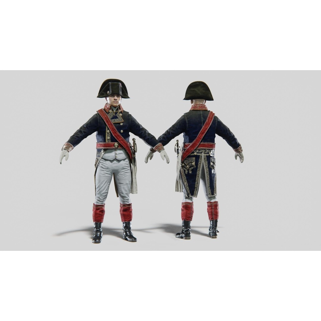Napoleon General Rigged 3D Model – Low Poly Game-Ready Character, FBX, OBJ - View 3