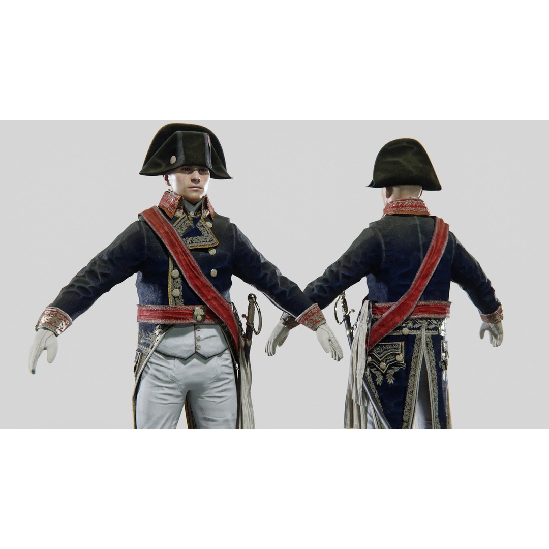 Napoleon General Rigged 3D Model – Low Poly Game-Ready Character, FBX, OBJ - View 4