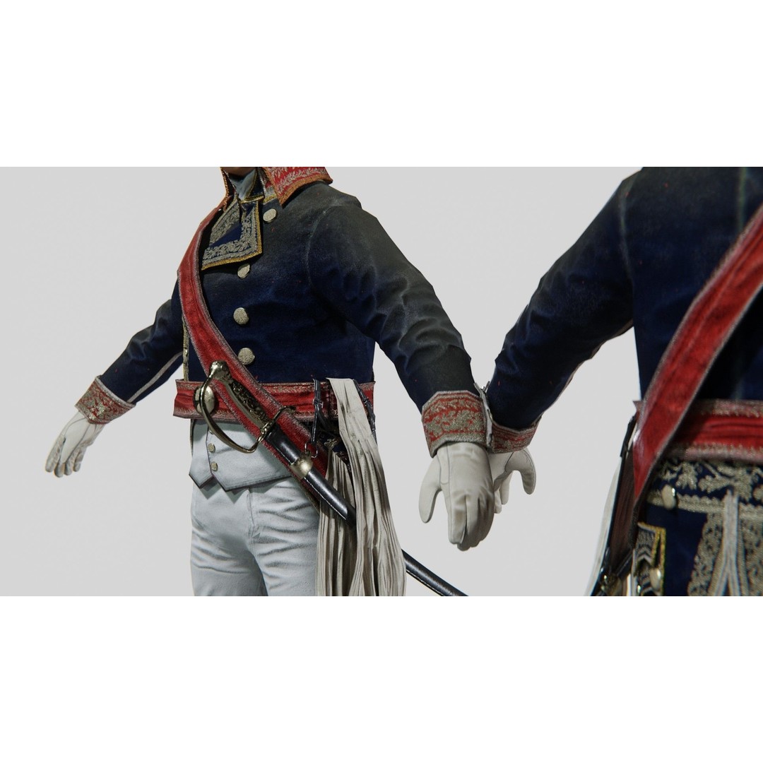 Napoleon General Rigged 3D Model – Low Poly Game-Ready Character, FBX, OBJ - View 6