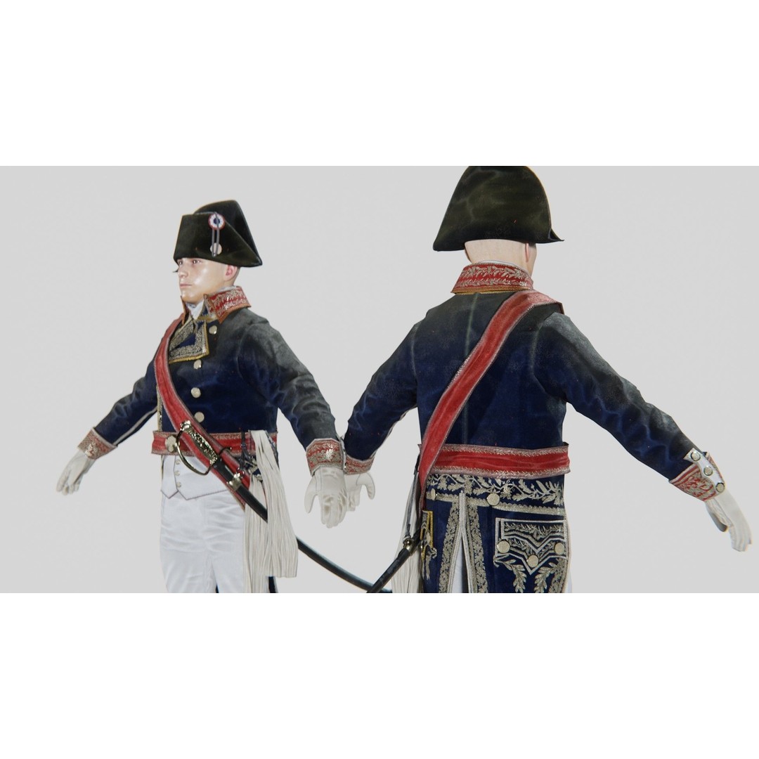 Napoleon General Rigged 3D Model – Low Poly Game-Ready Character, FBX, OBJ - View 7