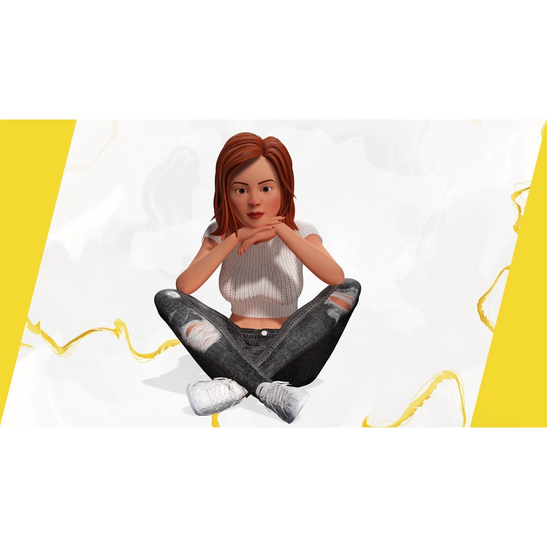 Cartoon Rigged Girl 3D Model – Semi-Realistic Low Poly Character for Animation - View 10