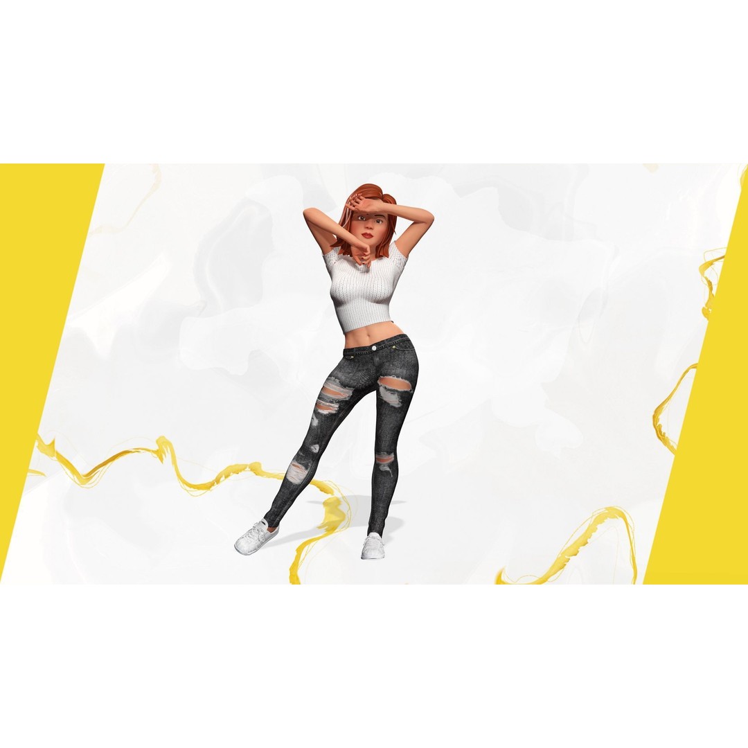 Cartoon Rigged Girl 3D Model – Semi-Realistic Low Poly Character for Animation - View 11