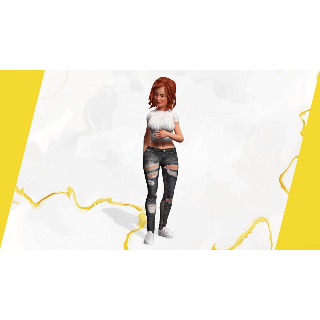 Cartoon Rigged Girl 3D Model – Semi-Realistic Low Poly Character for Animation - View 15