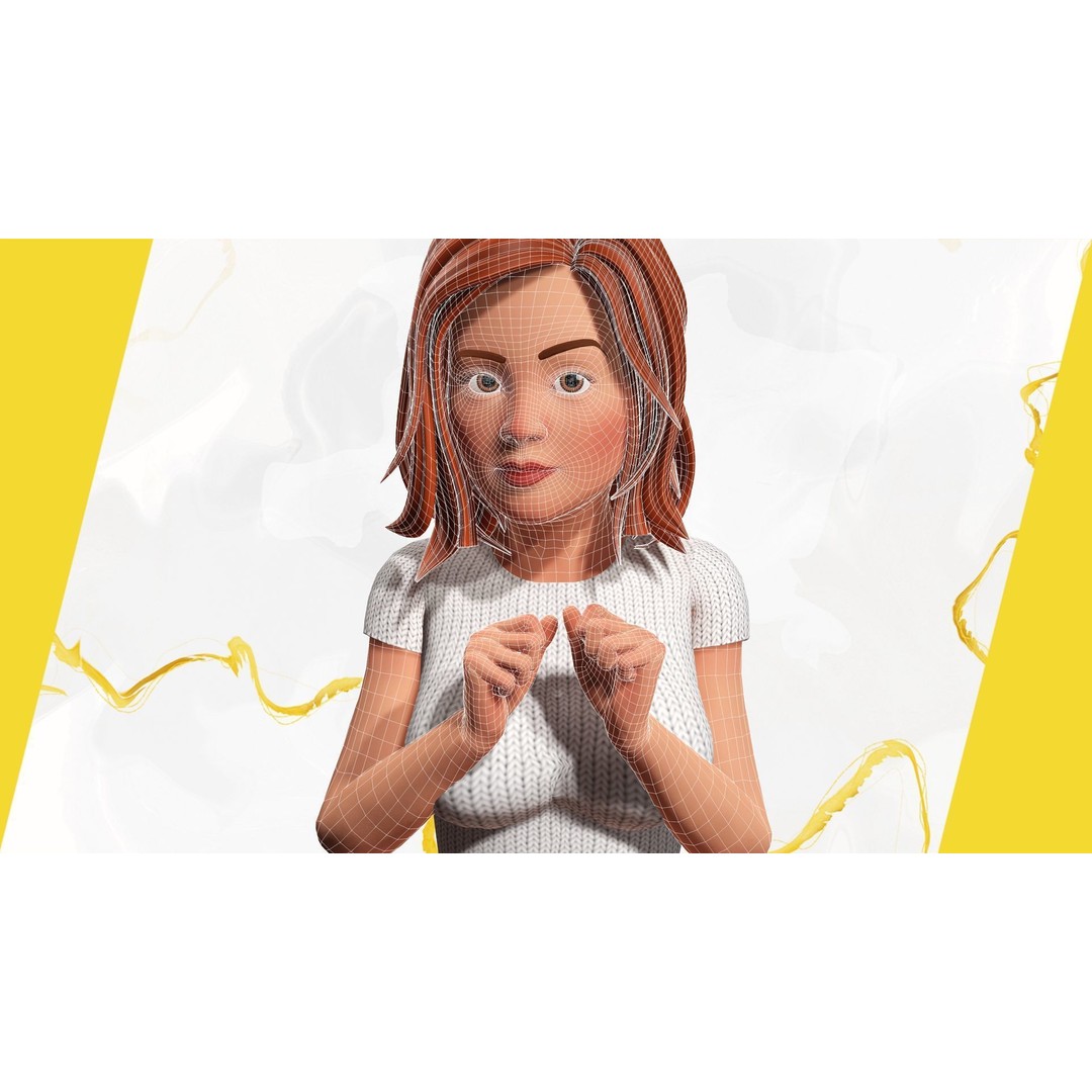 Cartoon Rigged Girl 3D Model – Semi-Realistic Low Poly Character for Animation - View 17
