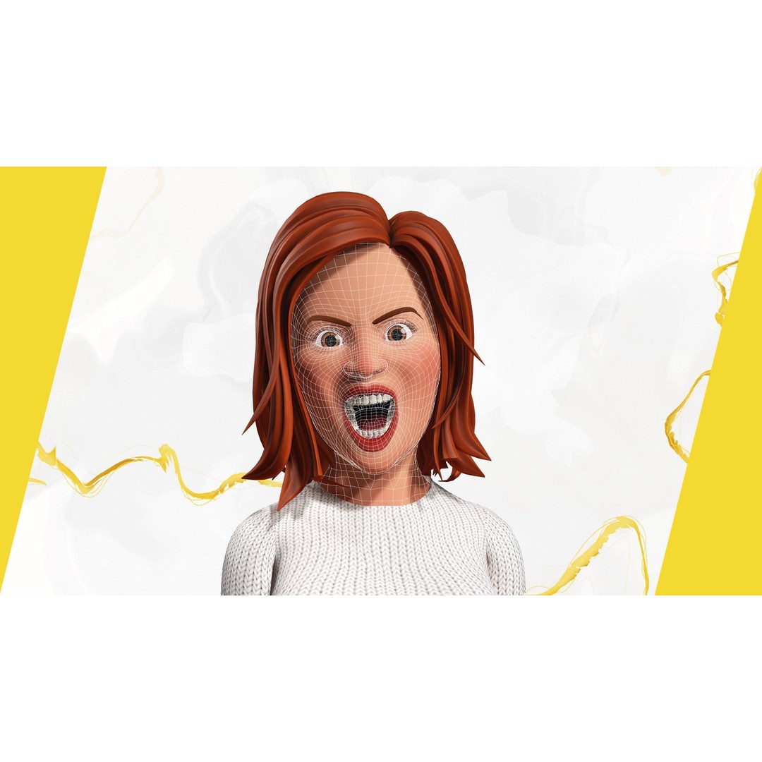 Cartoon Rigged Girl 3D Model – Semi-Realistic Low Poly Character for Animation - View 18