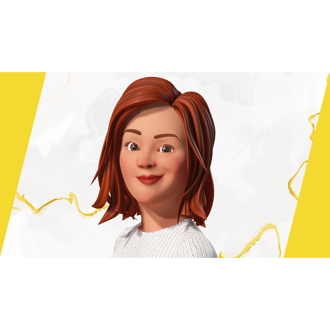 Cartoon Rigged Girl 3D Model – Semi-Realistic Low Poly Character for Animation - View 19
