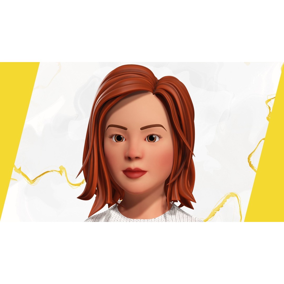 Cartoon Rigged Girl 3D Model – Semi-Realistic Low Poly Character for Animation - View 20
