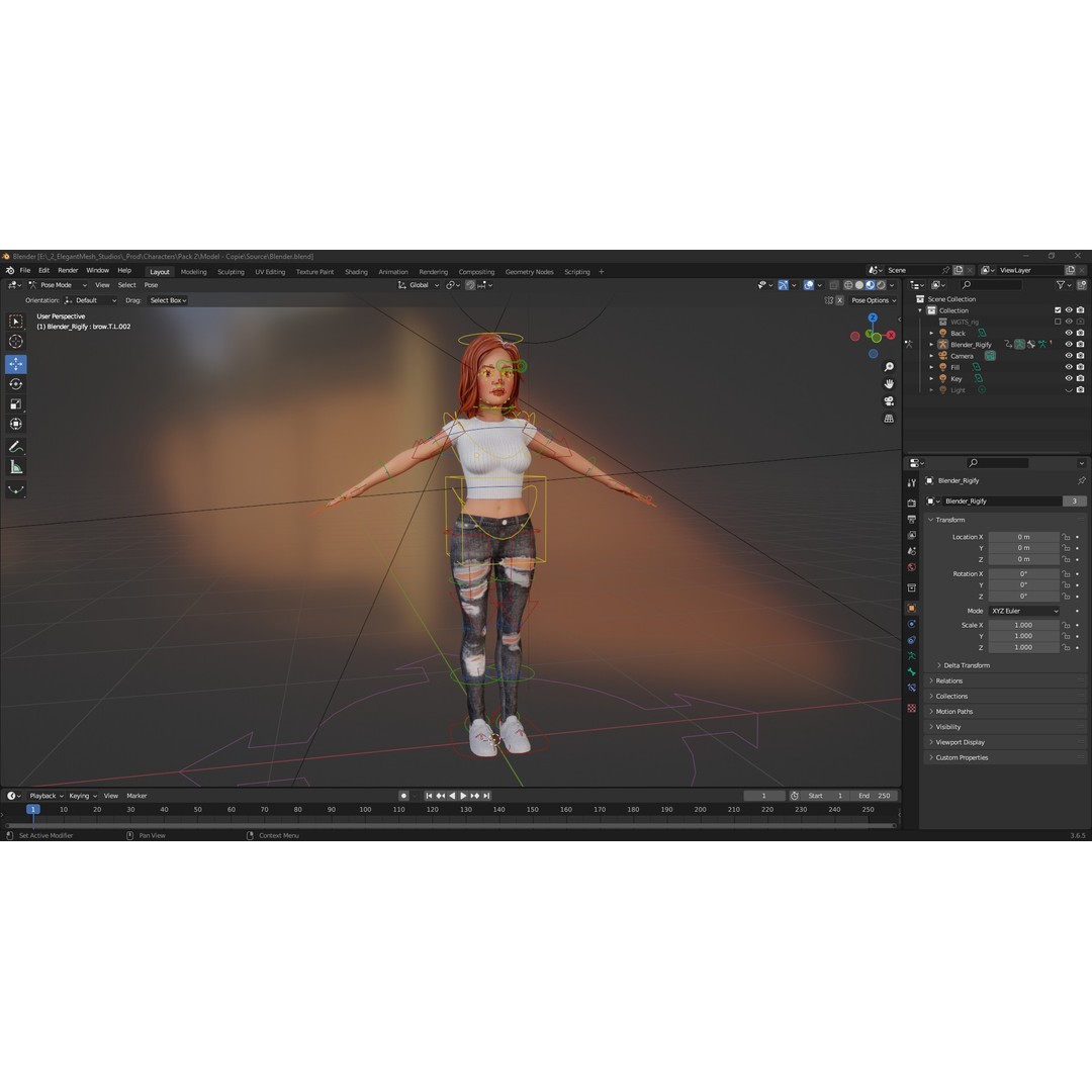 Cartoon Rigged Girl 3D Model – Semi-Realistic Low Poly Character for Animation - View 22
