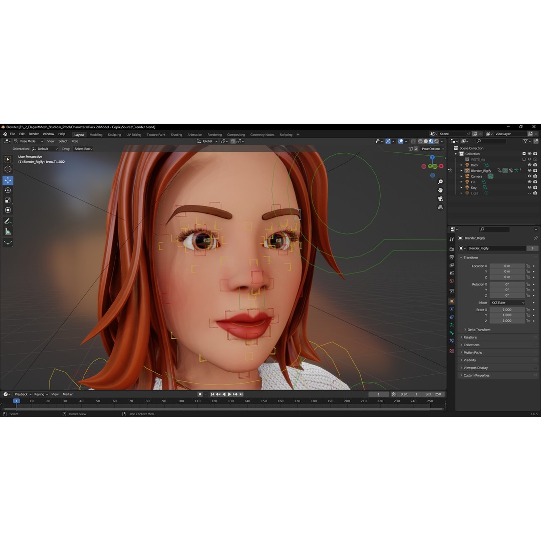 Cartoon Rigged Girl 3D Model – Semi-Realistic Low Poly Character for Animation - View 23