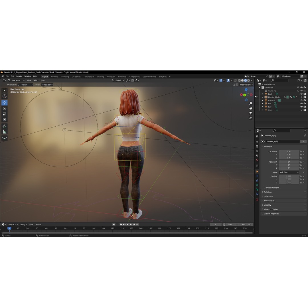 Cartoon Rigged Girl 3D Model – Semi-Realistic Low Poly Character for Animation - View 24