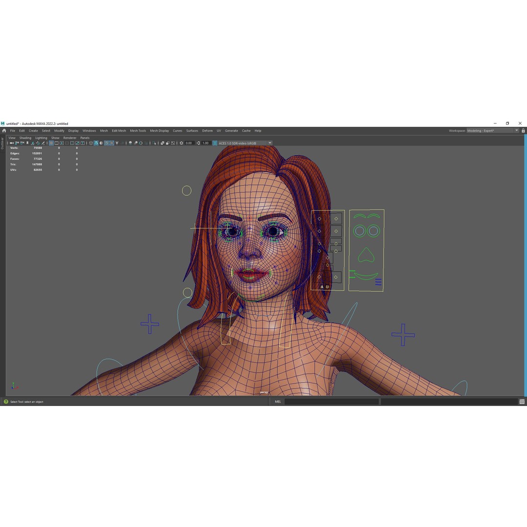 Cartoon Rigged Girl 3D Model – Semi-Realistic Low Poly Character for Animation - View 28