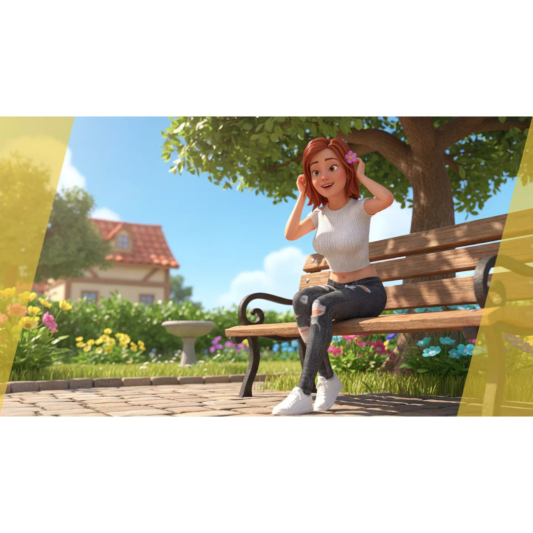 Cartoon Rigged Girl 3D Model – Semi-Realistic Low Poly Character for Animation - View 3