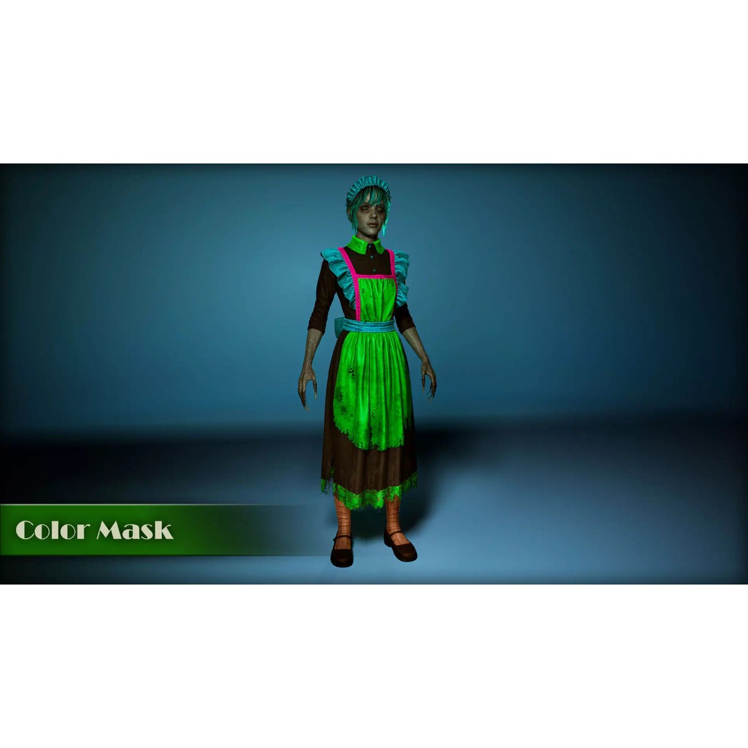 Cursed Maid 3D Model – Low Poly Game Asset, Rigged, FBX, PBR - View 10