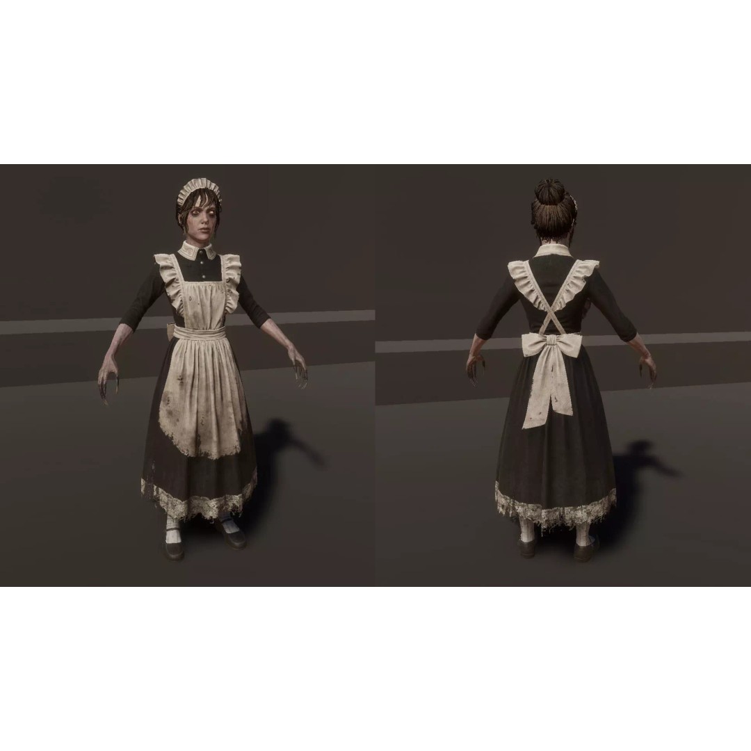 Cursed Maid 3D Model – Low Poly Game Asset, Rigged, FBX, PBR - View 12