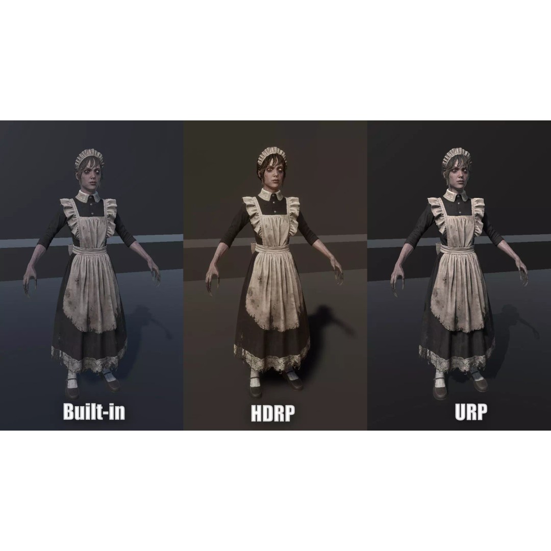 Cursed Maid 3D Model – Low Poly Game Asset, Rigged, FBX, PBR - View 14