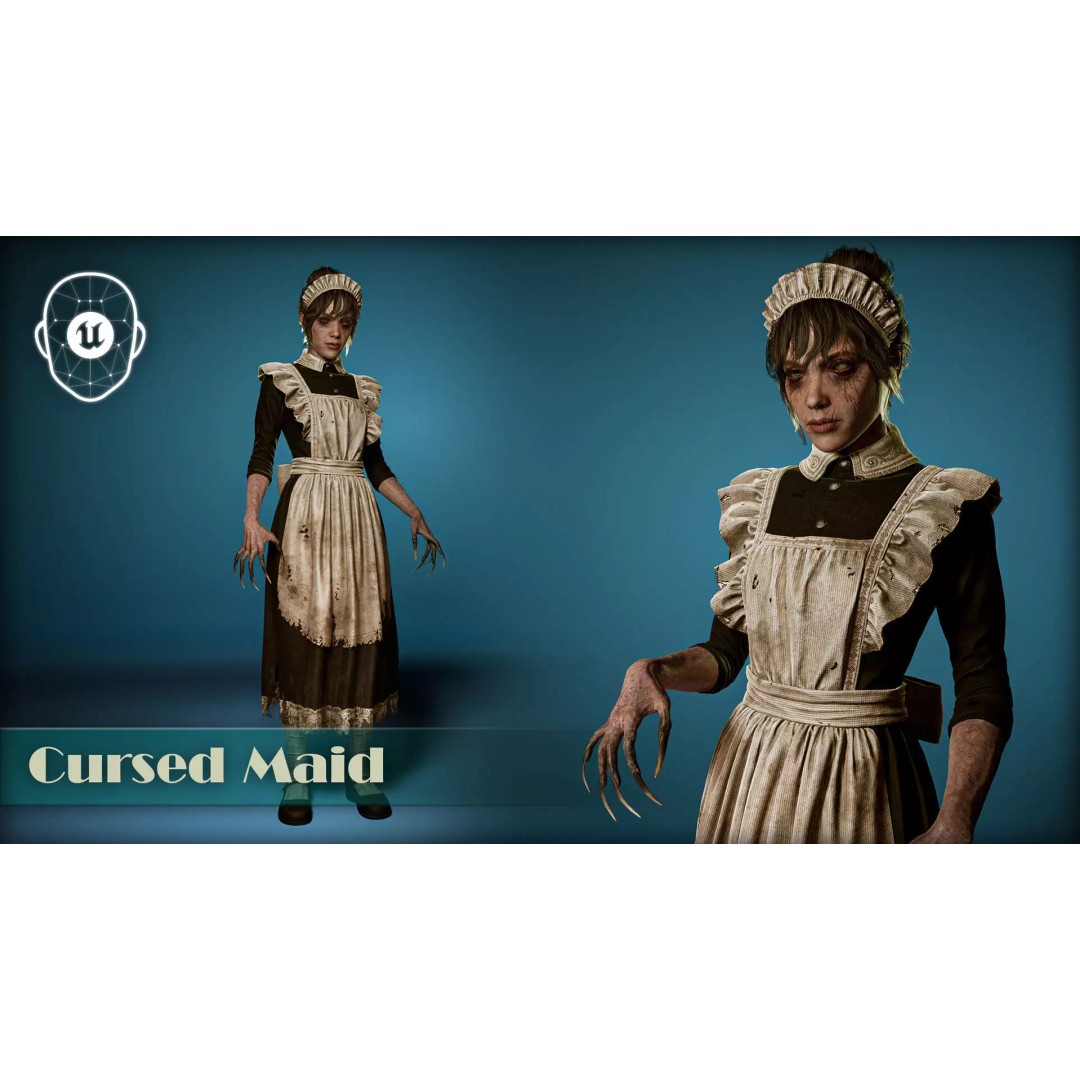 Cursed Maid 3D Model – Low Poly Game Asset, Rigged, FBX, PBR - View 3