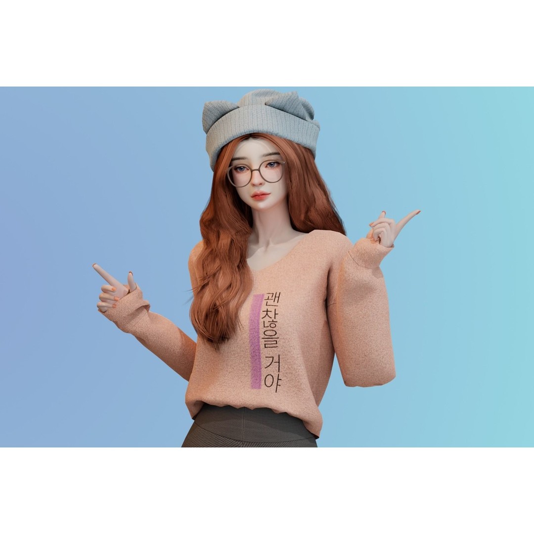 Realistic Girl 3D Model – Low Poly Game Ready Character, FBX