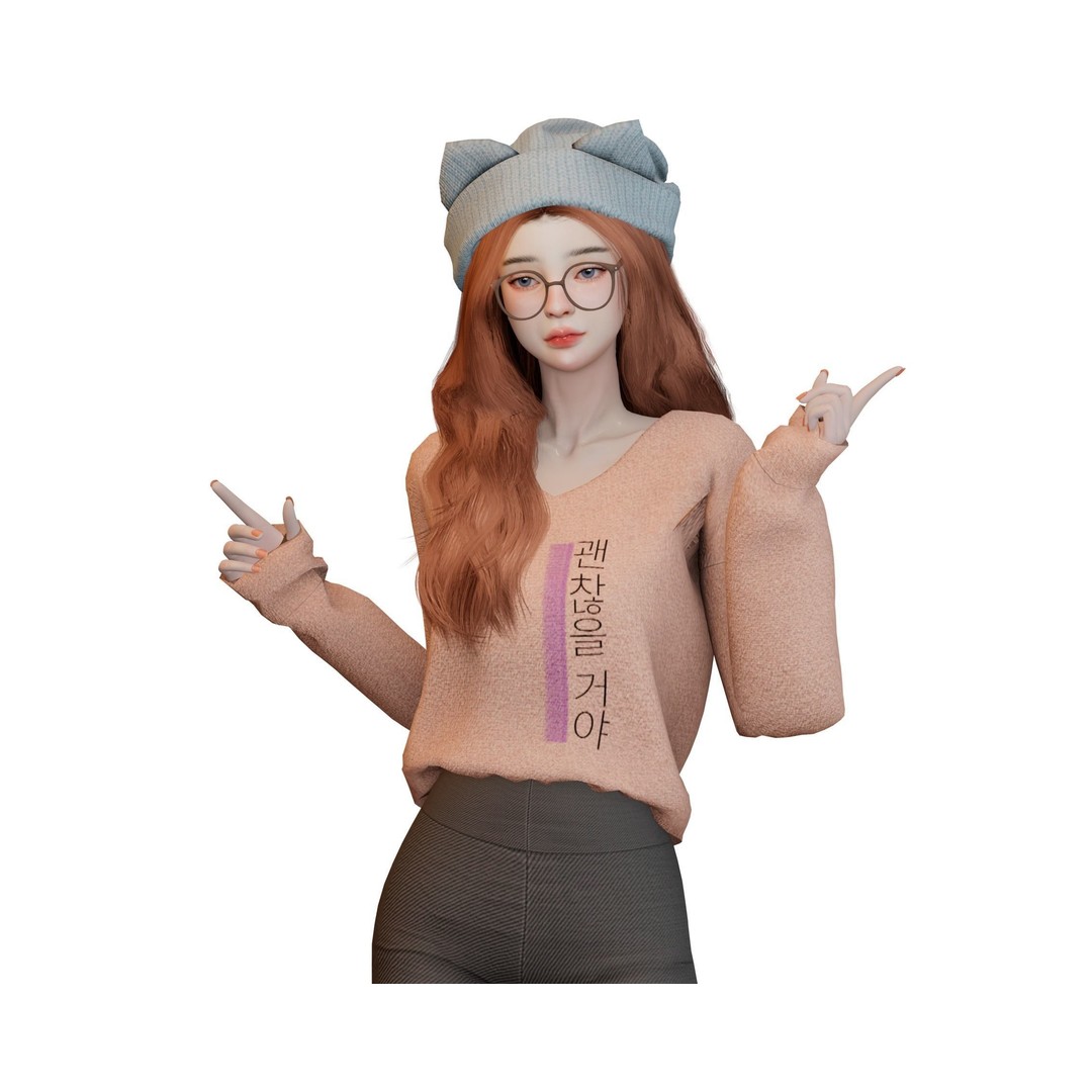 Realistic Girl 3D Model – Low Poly Game Ready Character, FBX - View 7