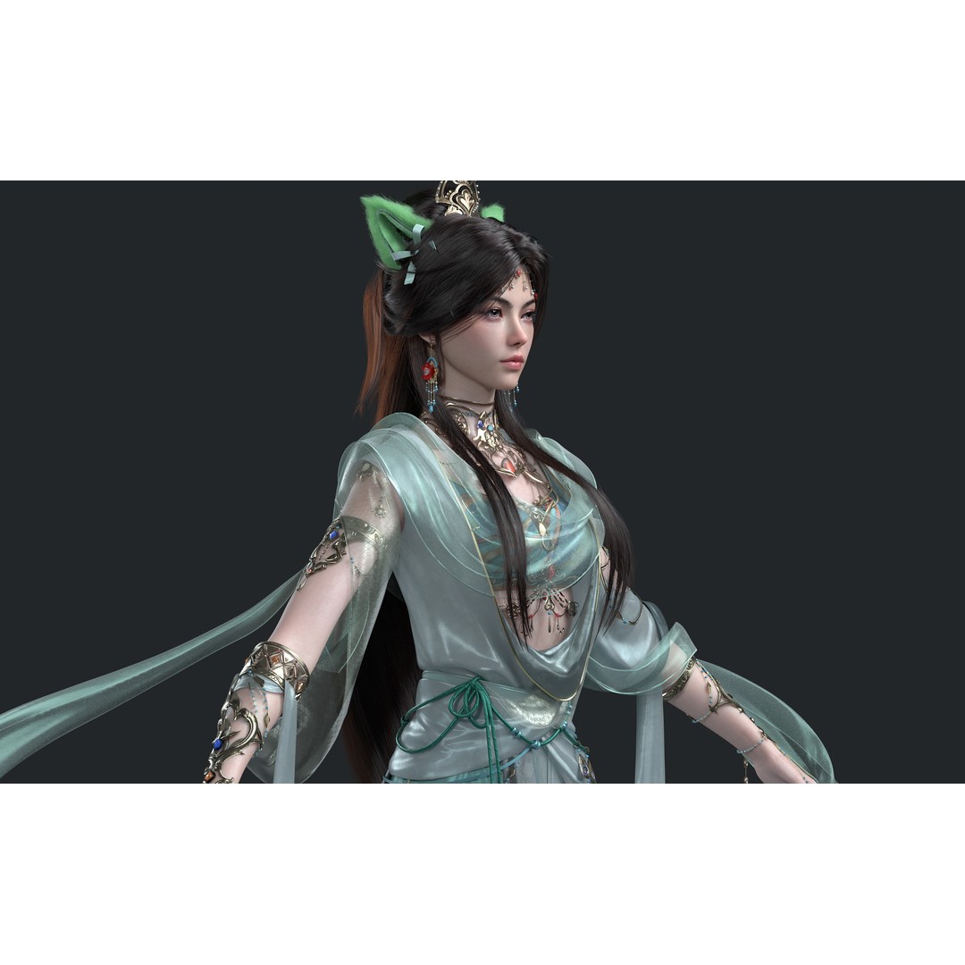 Chinese Girl 3D Model – High Poly Character with PBR Textures - View 10