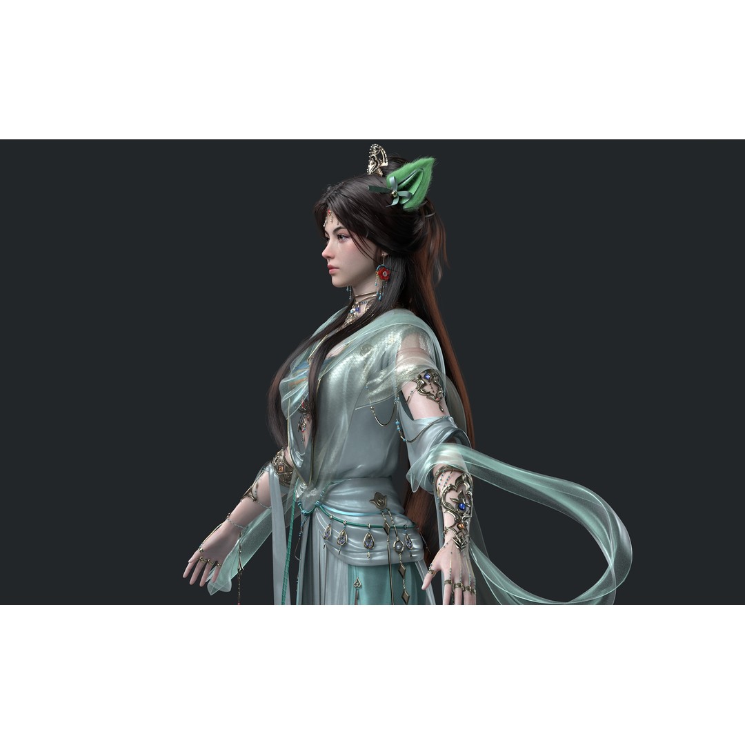 Chinese Girl 3D Model – High Poly Character with PBR Textures - View 11