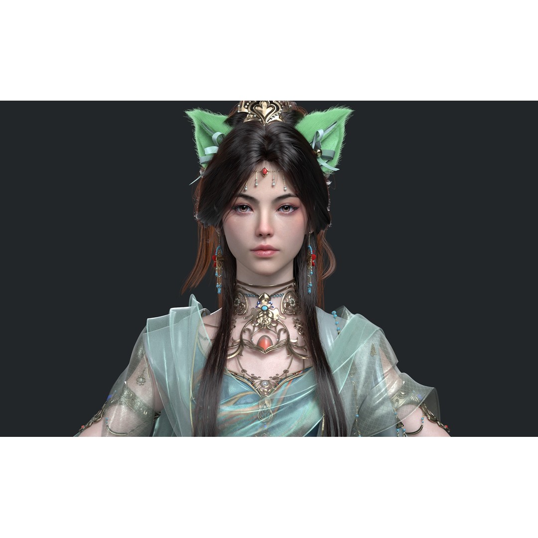 Chinese Girl 3D Model – High Poly Character with PBR Textures - View 12