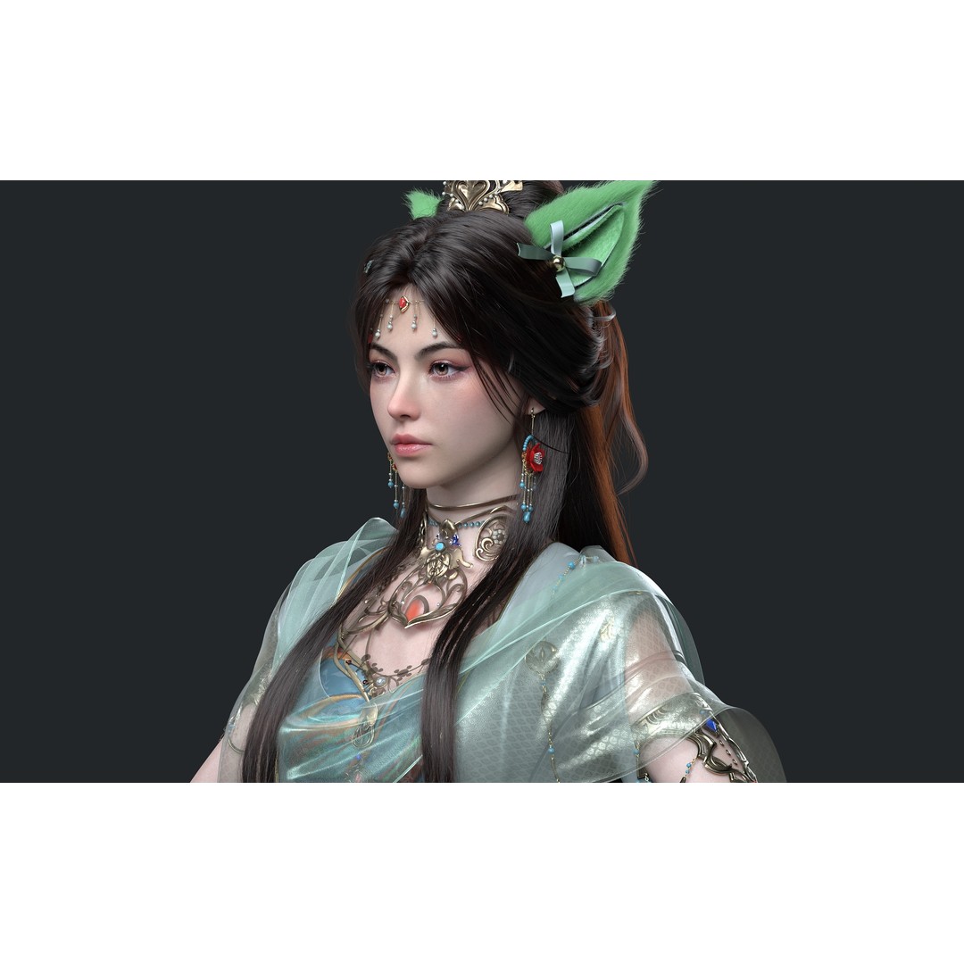 Chinese Girl 3D Model – High Poly Character with PBR Textures - View 13