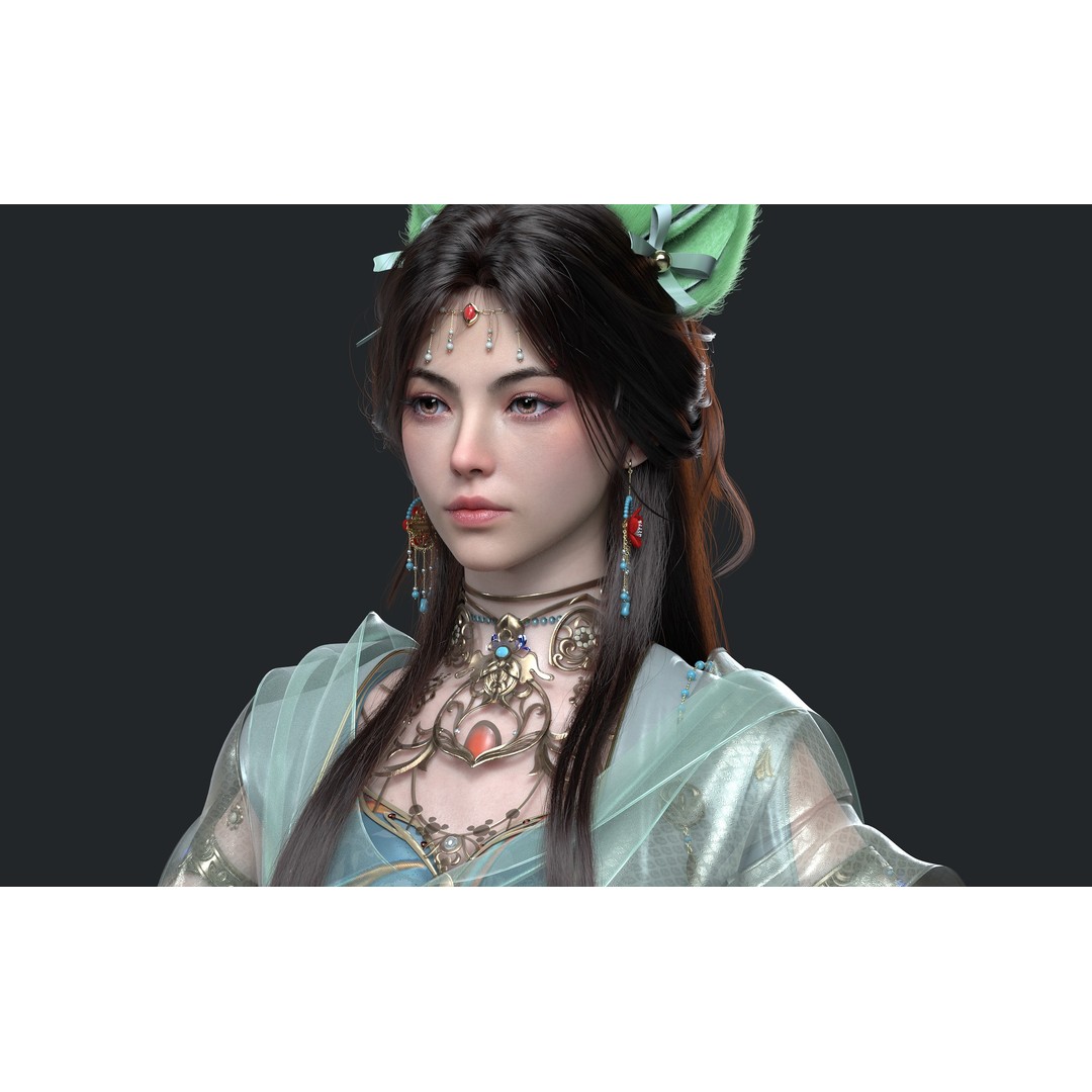 Chinese Girl 3D Model – High Poly Character with PBR Textures - View 14