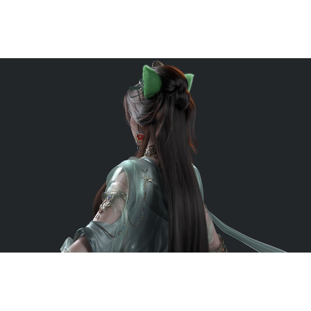 Chinese Girl 3D Model – High Poly Character with PBR Textures - View 15