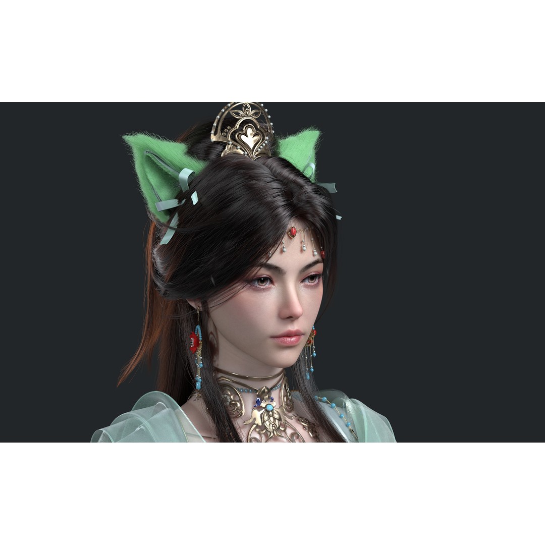 Chinese Girl 3D Model – High Poly Character with PBR Textures - View 16