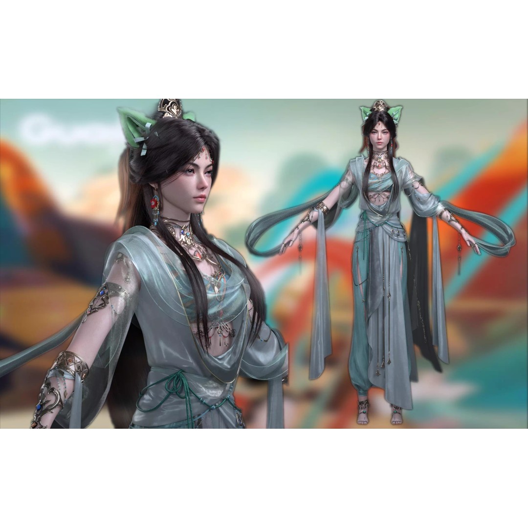 Chinese Girl 3D Model – High Poly Character with PBR Textures - View 2