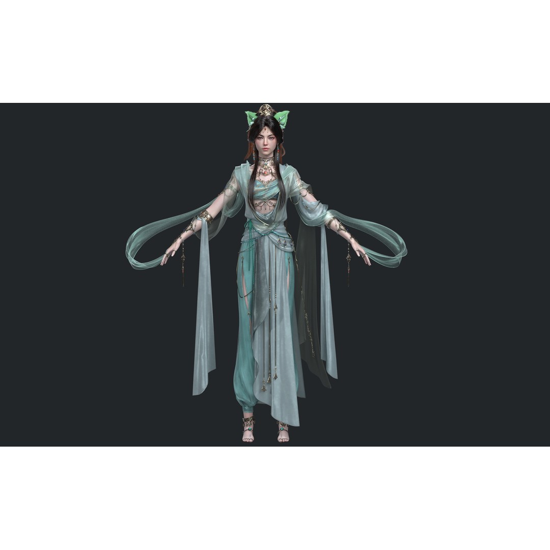 Chinese Girl 3D Model – High Poly Character with PBR Textures - View 4