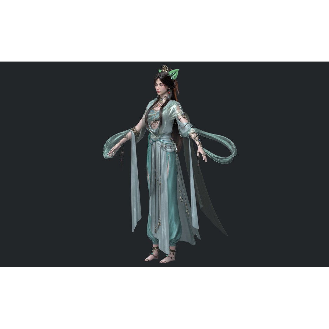 Chinese Girl 3D Model – High Poly Character with PBR Textures - View 5