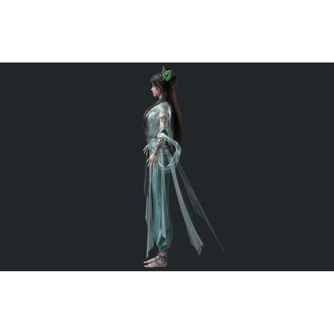 Chinese Girl 3D Model – High Poly Character with PBR Textures - View 6