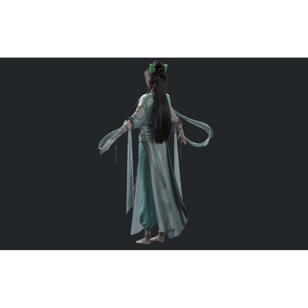 Chinese Girl 3D Model – High Poly Character with PBR Textures - View 7