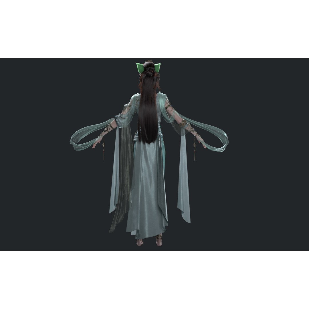 Chinese Girl 3D Model – High Poly Character with PBR Textures - View 8