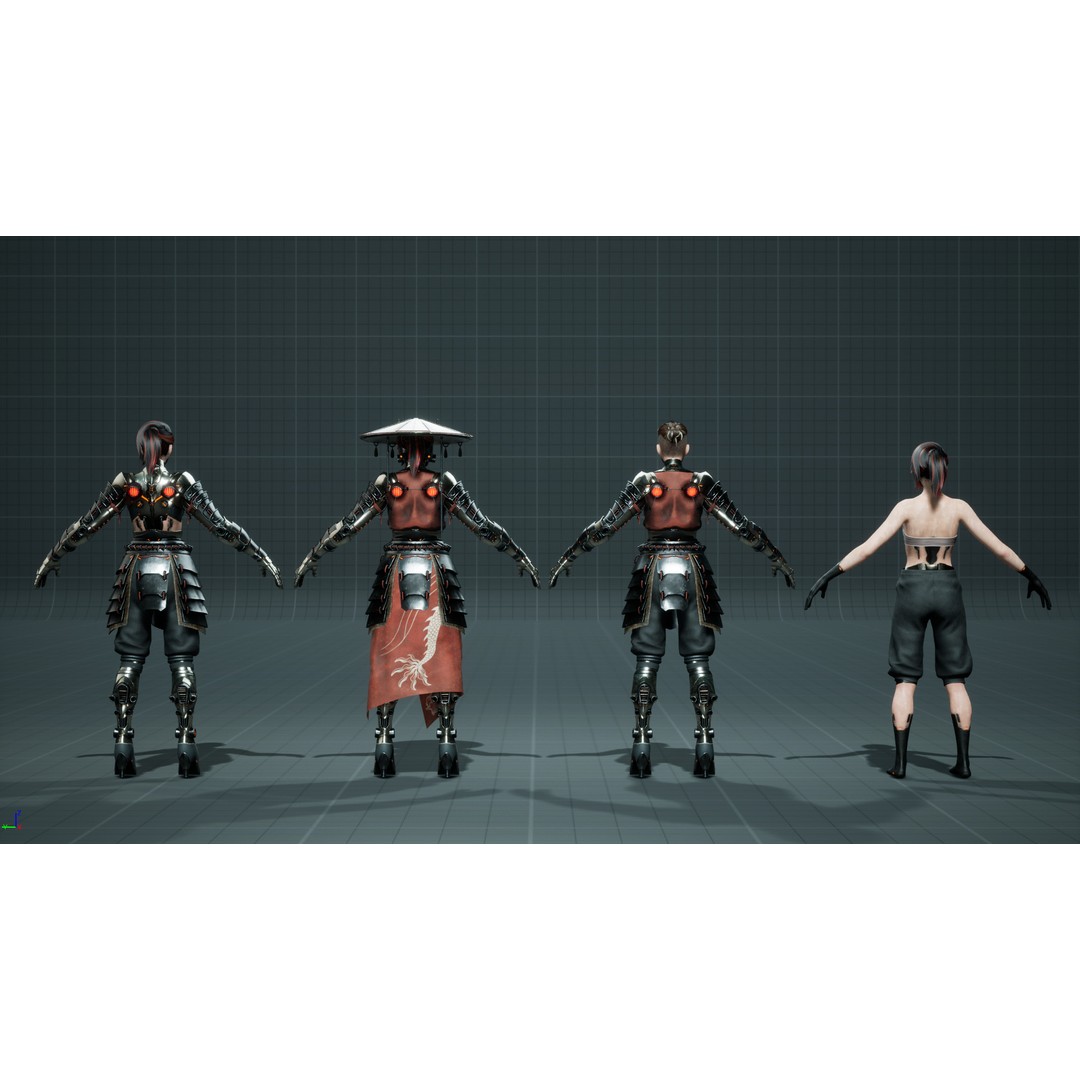 Sci-Fi Samurai 3D Model – Low Poly Game Asset, Rigged, PBR - View 12