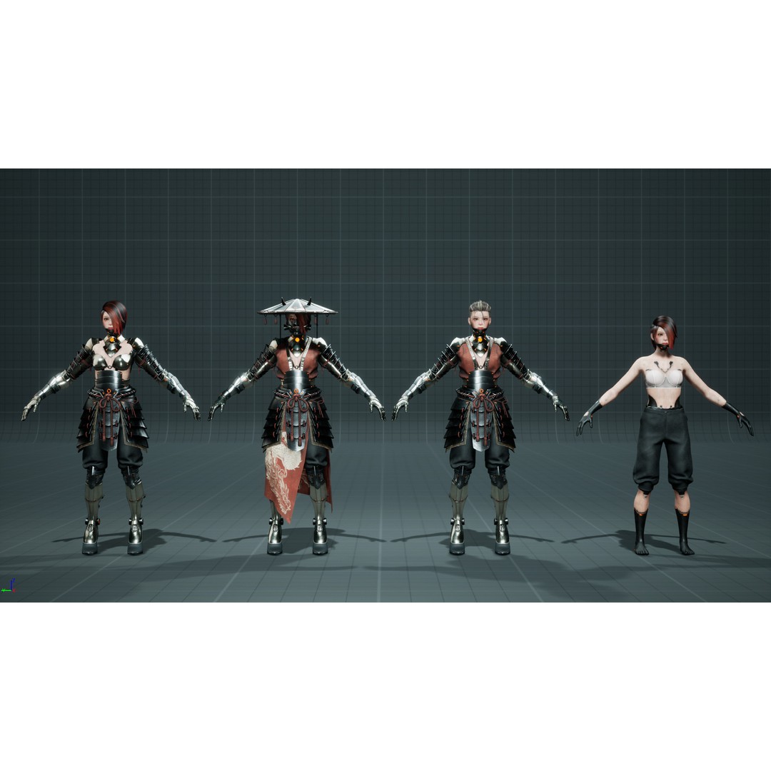 Sci-Fi Samurai 3D Model – Low Poly Game Asset, Rigged, PBR - View 13