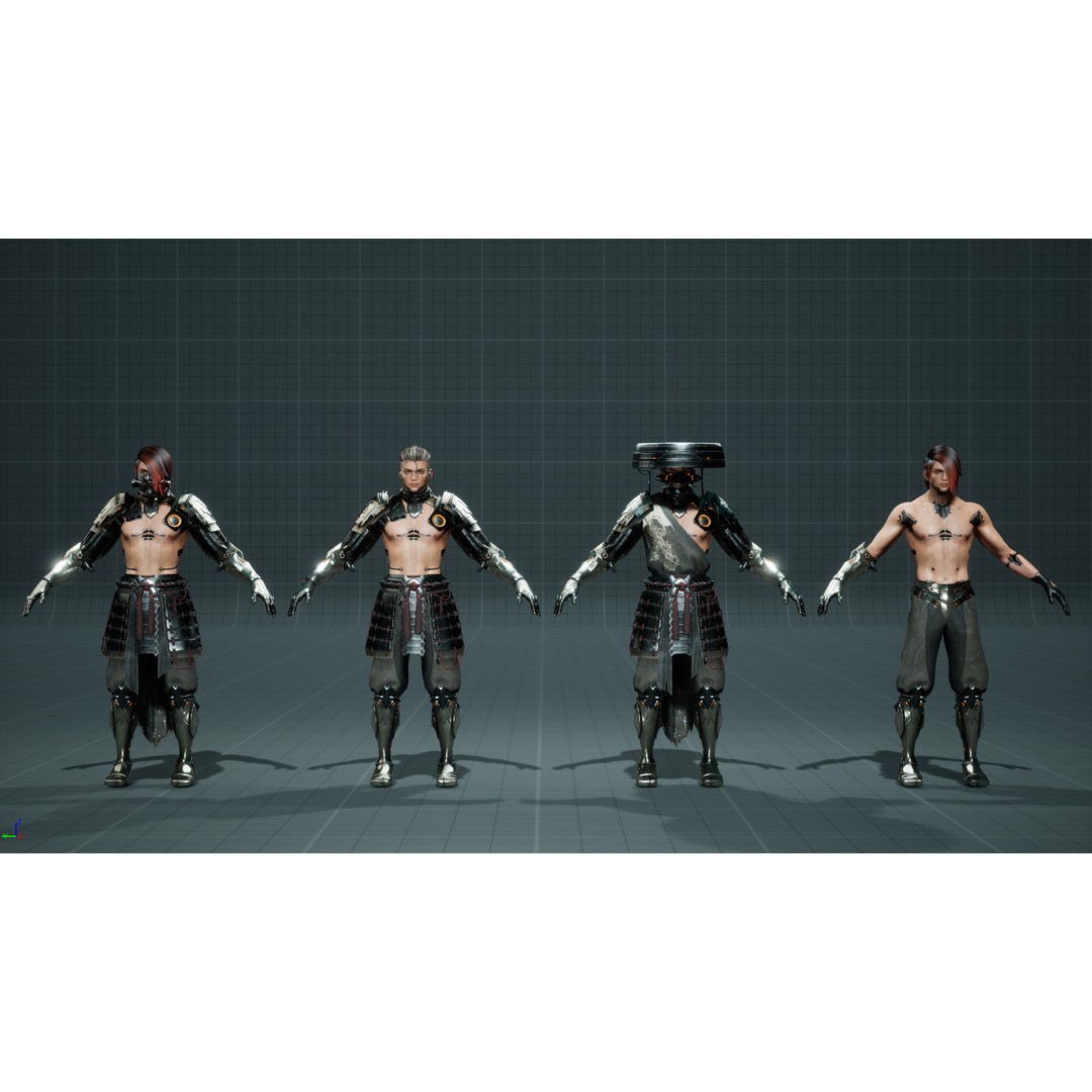 Sci-Fi Samurai 3D Model – Low Poly Game Asset, Rigged, PBR - View 15