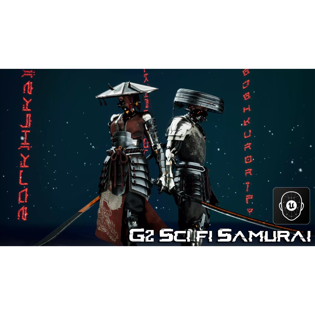 Sci-Fi Samurai 3D Model – Low Poly Game Asset, Rigged, PBR - View 2